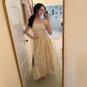 CottageCore Cream Floral Maxi Dress